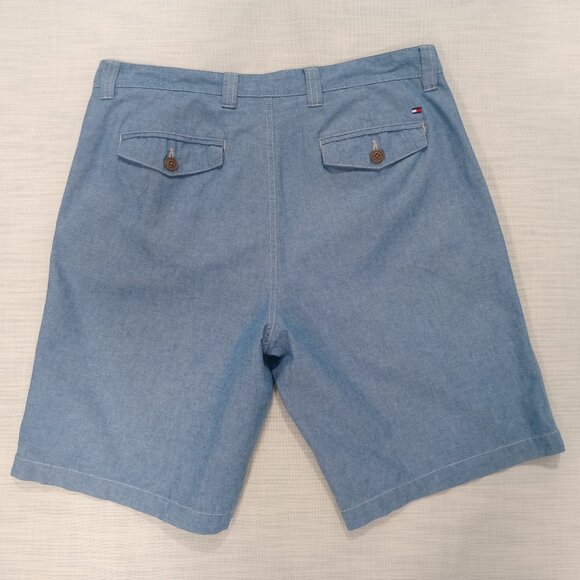 Tommy Hilfiger Men's Denim Bermuda Shorts Size 33 Blue Flat Front Casual Cotton - Picture 7 of 7